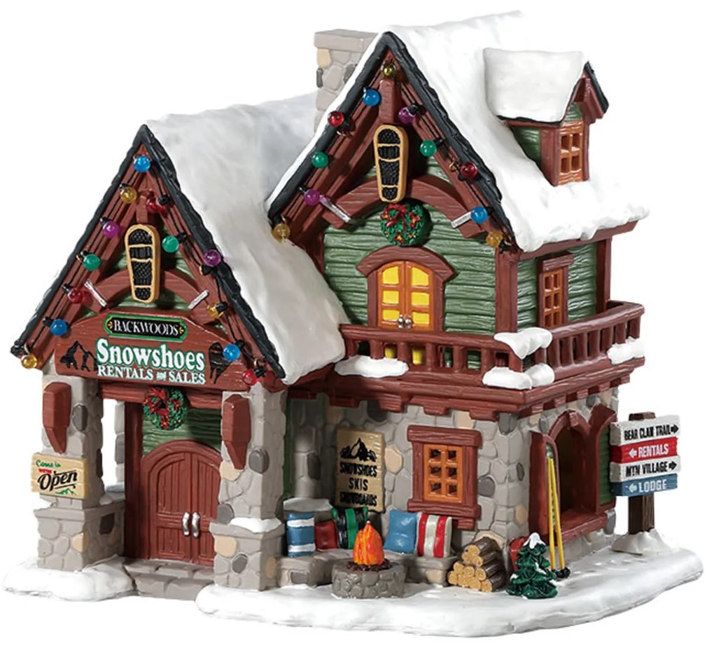 Backwoods Snowshoe Rental Shop Lemax decorazione Natale