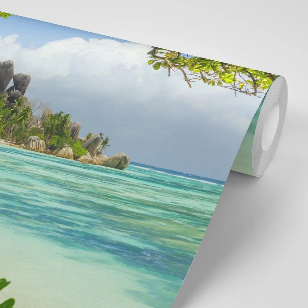 Carta da parati autoadesiva – Spiaggia meravigliosa sull'isola di La Digue