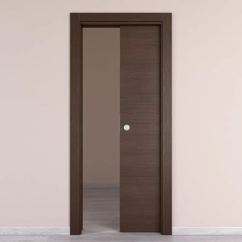 Porta scorrevole Timber wengé L 80 x H 210 cm reversibile