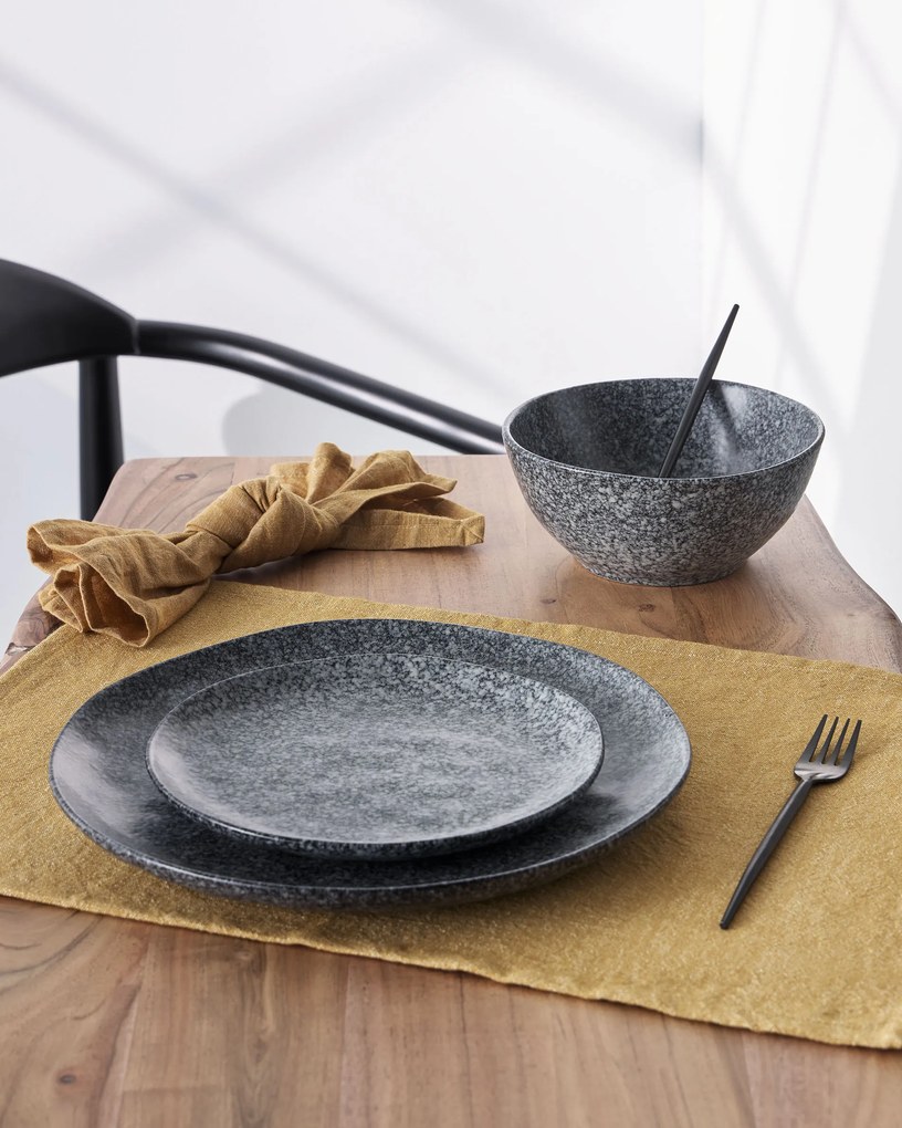 Kave Home - Set Abinadi di 2 individuali in cotone e lino senape 35 x 50 cm