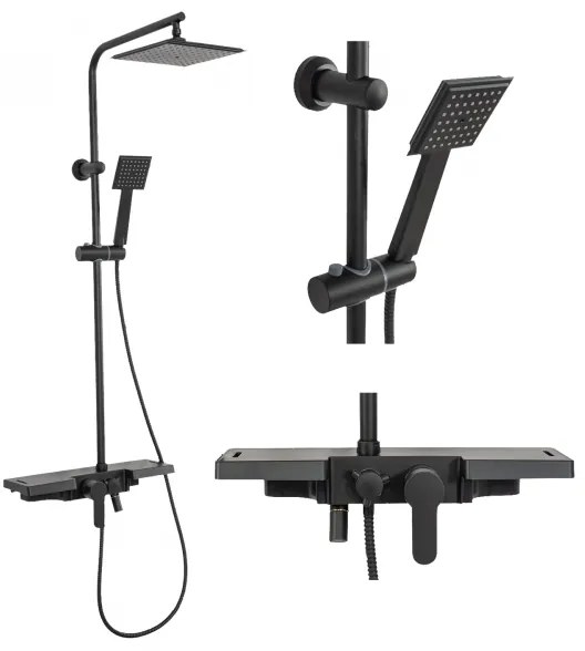 REA-P0636 - Set doccia BRAVO nero opaco