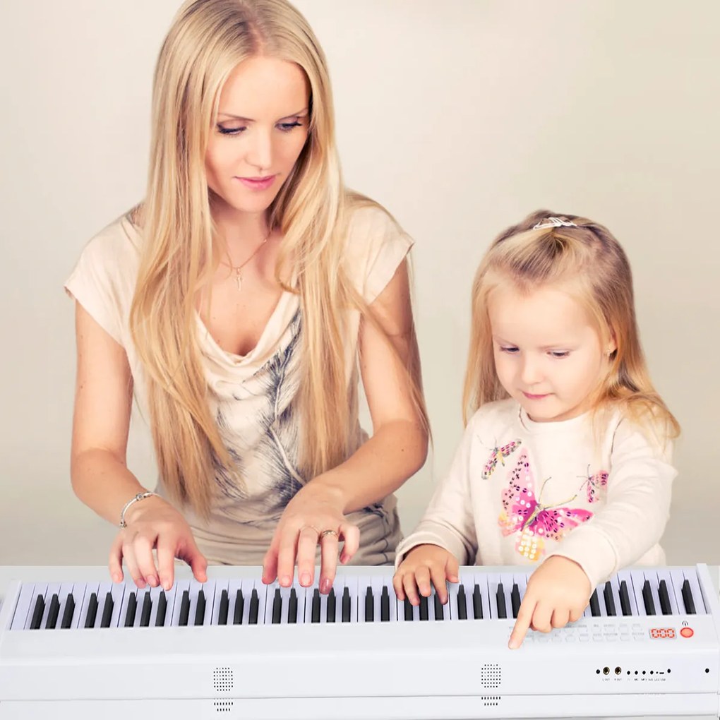 Costway Pianoforte digitale 88 tasti con funzione Bluetooth,Tastiera elettronica portatile con 88 tasti Bianco