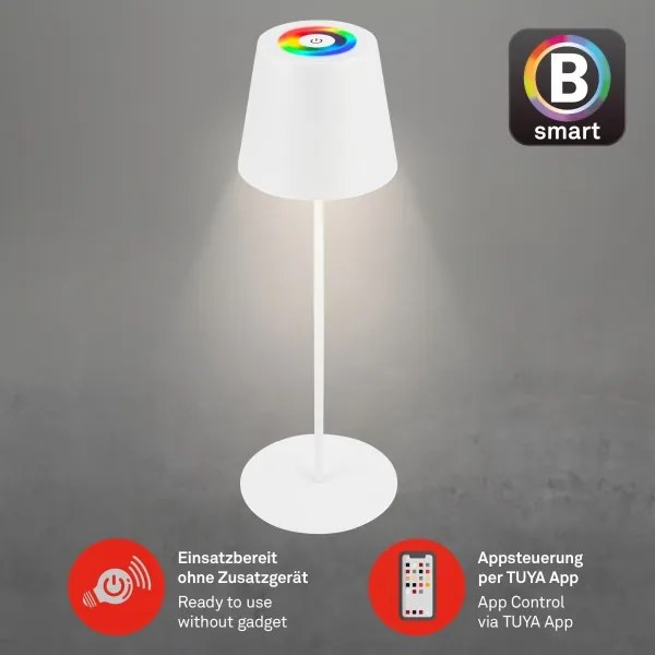 Briloner 7559016 - Lampada da tavolo LED RGB COLORIS 3,5W/5V IP44 2000mAh Wi-Fi Tuya