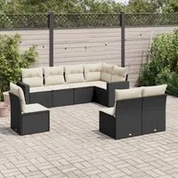 Set Divani da Giardino con Cuscini 8 pz Nero in Polyrattan 3251403