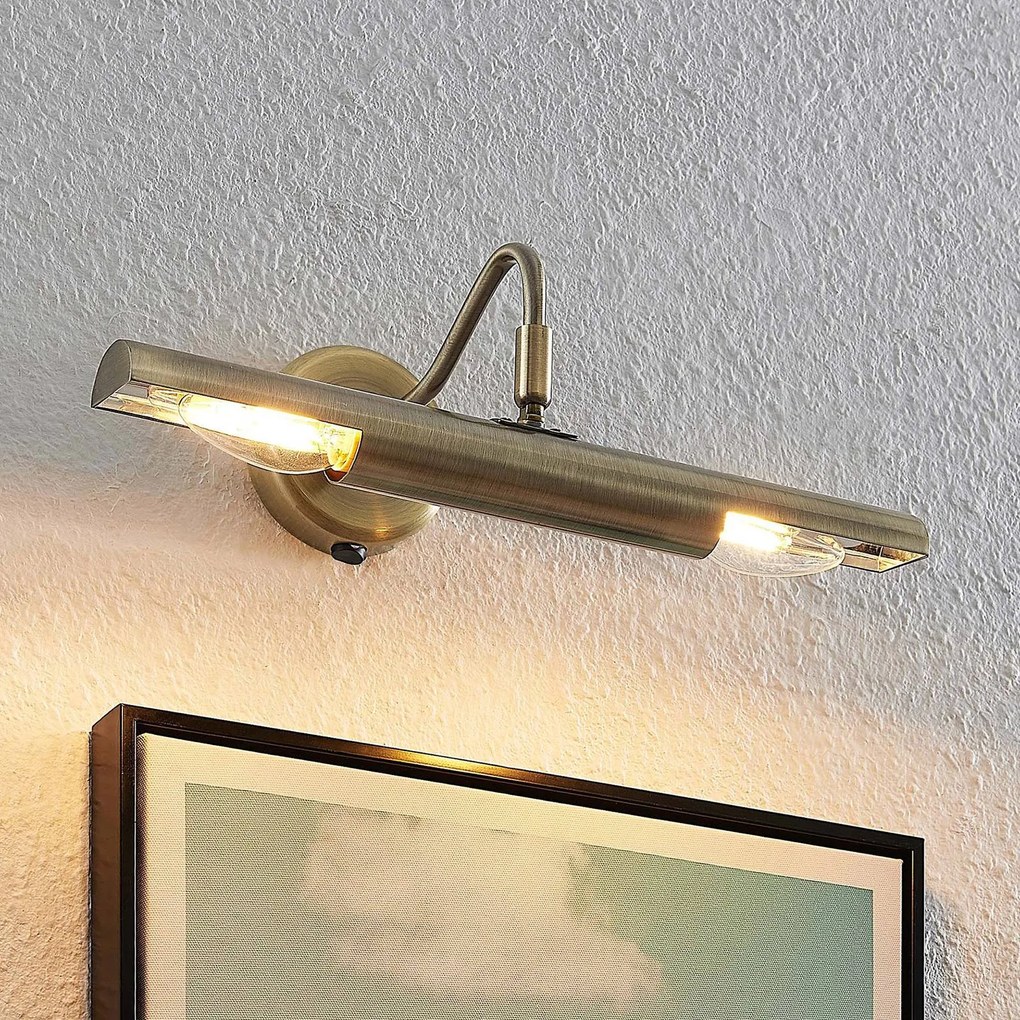 Lampada per quadri Lindby Hidari, ottone, metallo, interruttore, E14