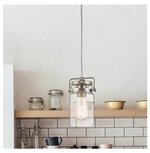 Elstead KL-BRINLEY-MP-NI - Lampadario su corda BRINLEY 1xE27/60W/230V cromo opaco