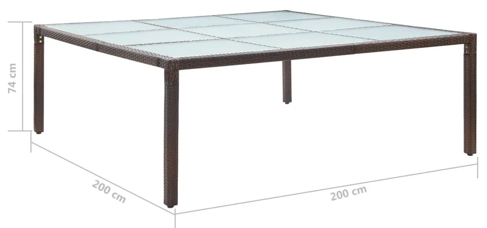 Tavolo da giardino marrone 200x200x74 cm in polyrattan