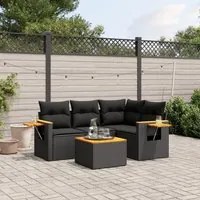 Set Divani da Giardino 5 pz con Cuscini in Polyrattan Nero 3226776