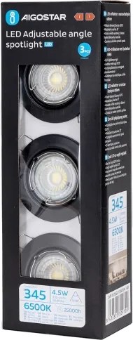 Aigostar - Set da 3 faretti da incasso LED 1x GU10/4,5W/230V 6500K nero