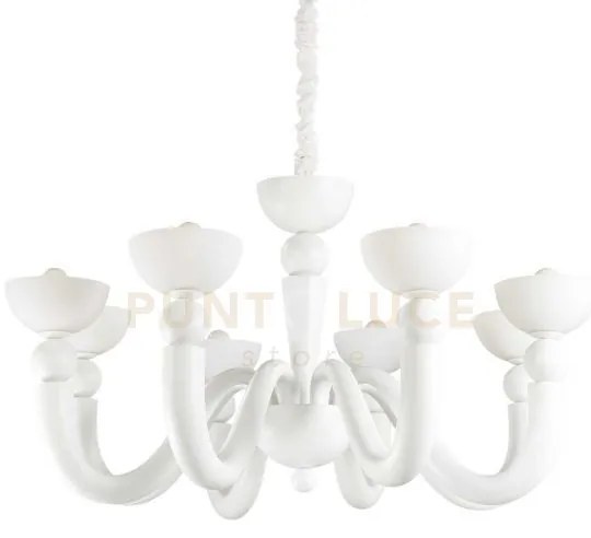 Bon bon lampadario a sospensione 8 luci attacco e14 bianco d.95,5cm