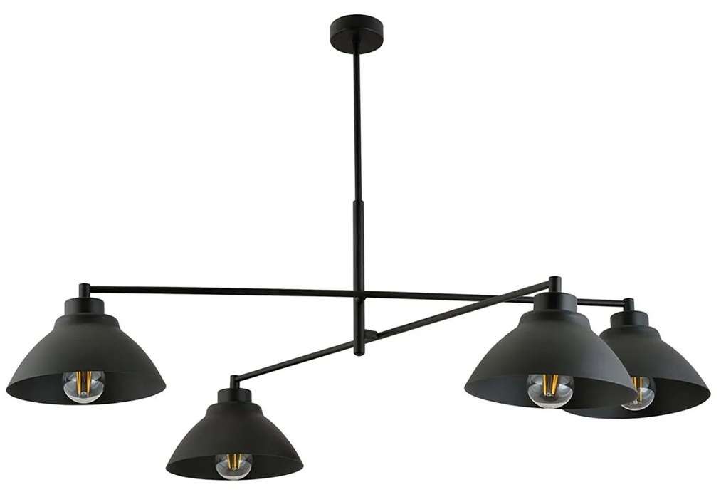 Lampadario Minimal Castore Acciaio Nero 4 Luci E27 Ip20