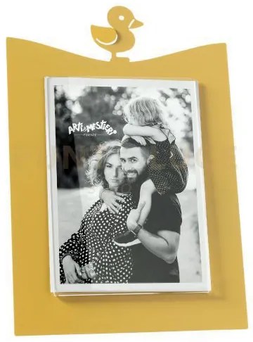 Portafoto paperella piccolo ocra in ferro e polimetilmetacrilato 16...