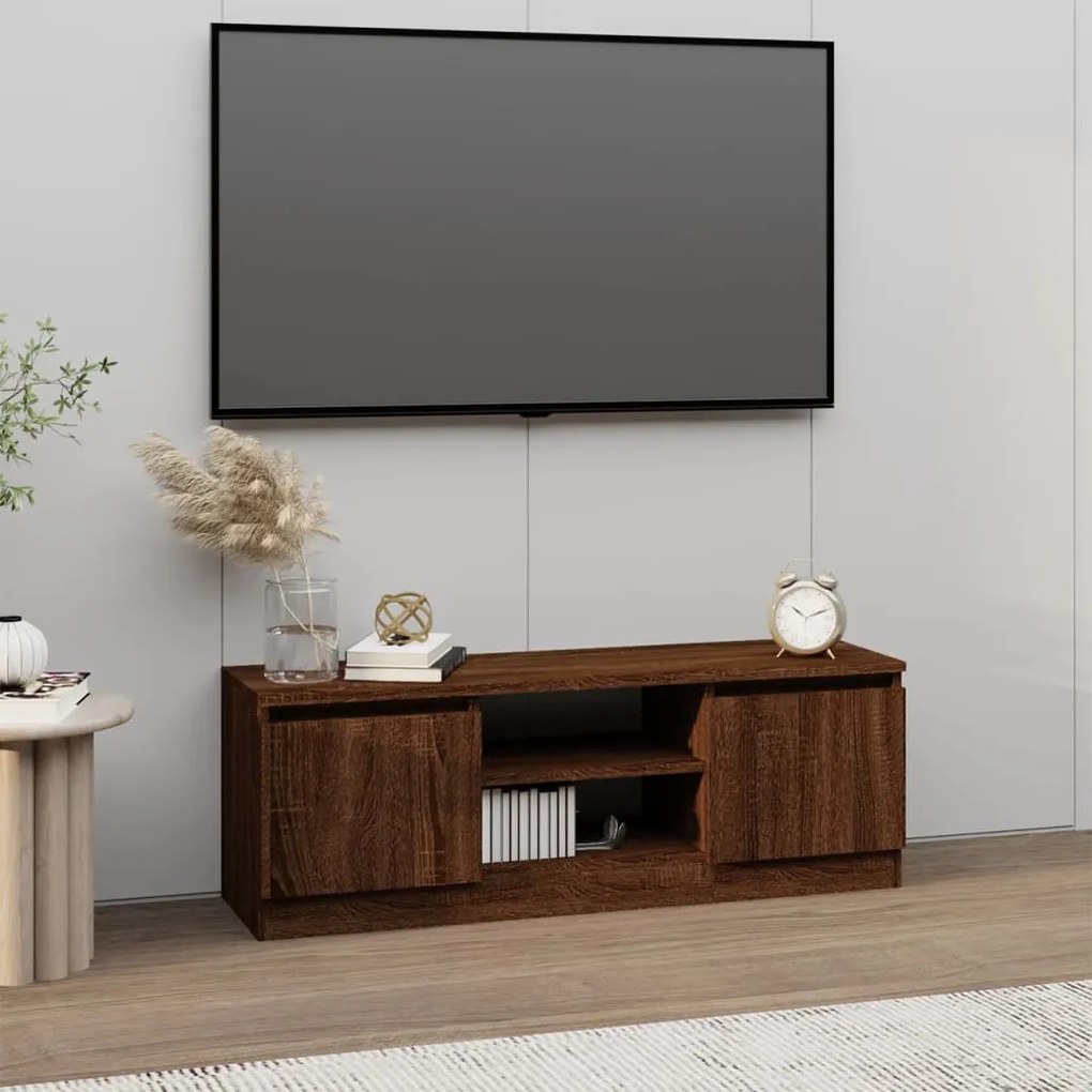 Mobile porta tv con anta rovere marrone 102x30x36 cm