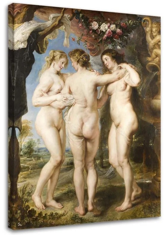 Quadro su tela, RIPRODUZIONE Le tre grazie Rubens  Dimensioni 40x60