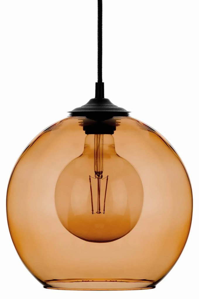 Euluna Lampada a sospensione Ball con paralume a sfera in vetro ambra Ø 25 cm
