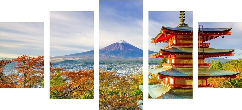 Quadri 5 pezzi – Vista sulla Pagoda Chureito e sul Monte Fuji