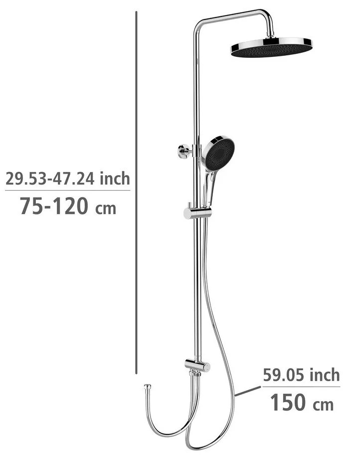 Set doccia in acciaio inox argento lucido 120 cm Soft Water - Wenko