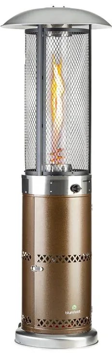 blumfeldt Radiatore da terrazza Goldflame Deluxe 36.000 BTU/11 kW vetro temperato mobile in acciaio inox bronzo