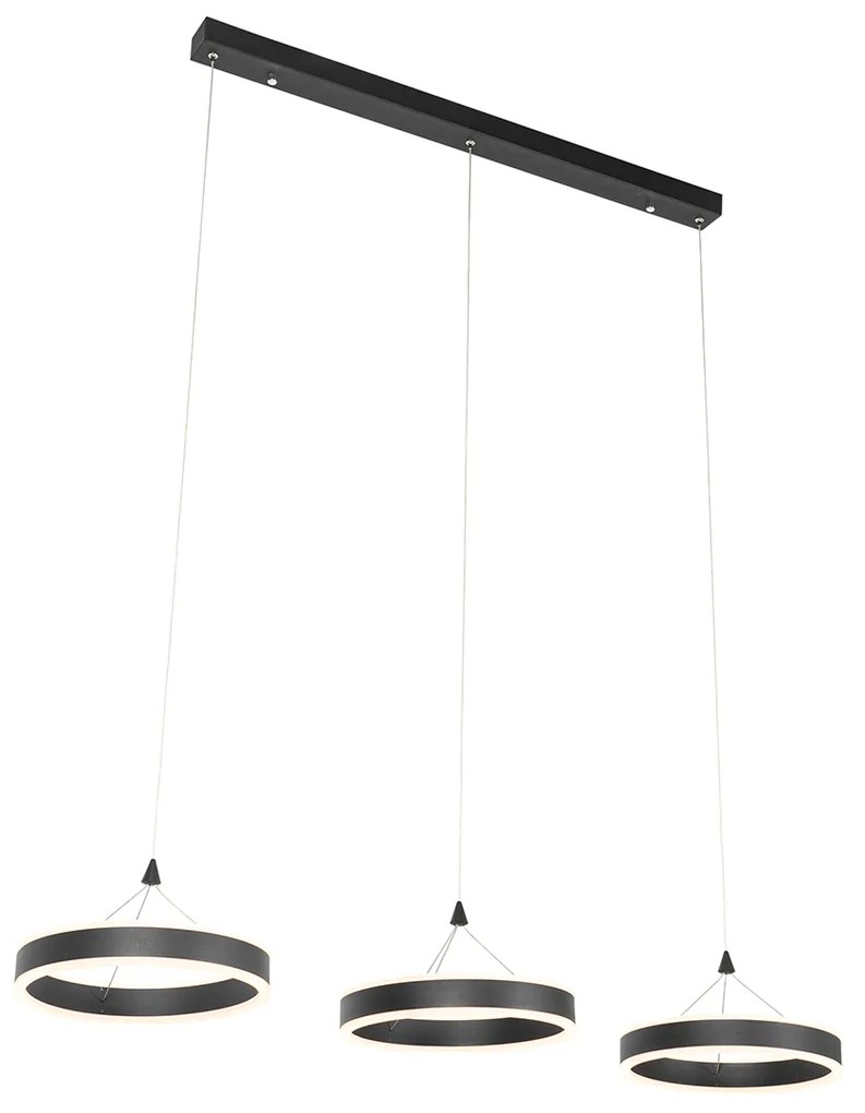 Lampada a sospensione nera oblunga incl. LED dimmerabile a 3 livelli 3 luci - Lyani