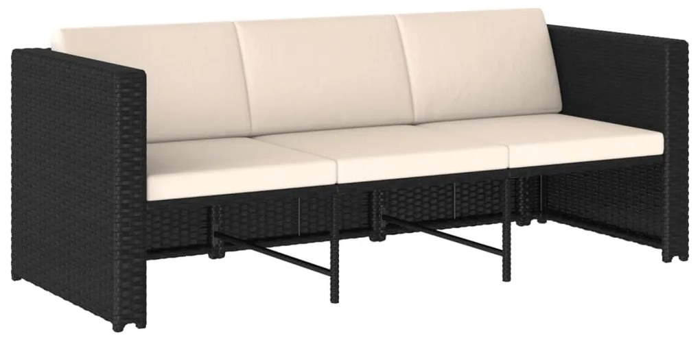 Set Divani da Giardino 4 pz con Cuscini in Polyrattan Nero