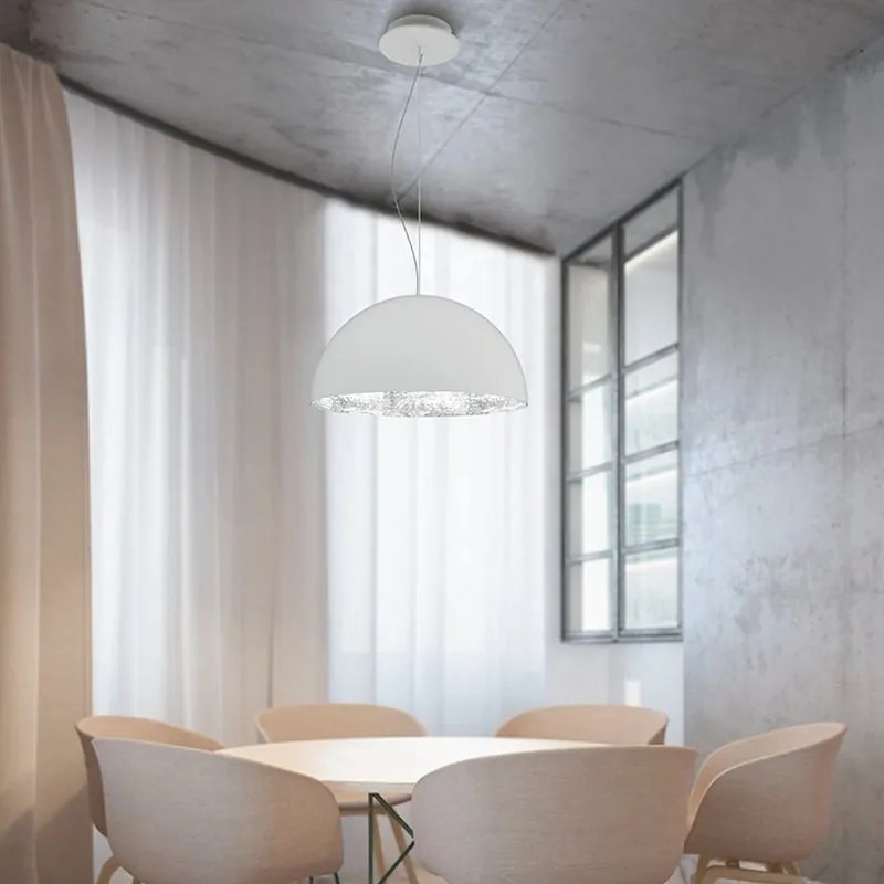 Lampadario Glamour Venice bianco paralume bianco E27 Ø40cm LUMICOM