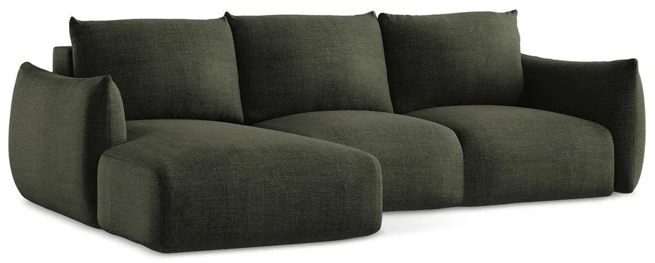 Divano angolare verde allungabile (con penisola a sinistra/con chaise lounge) Leila – Makamii
