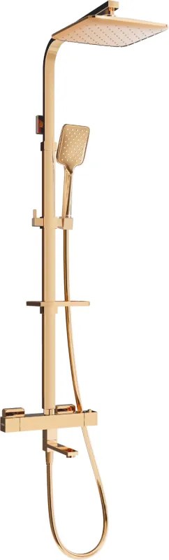 Mexen CQ62 set vasca-doccia con soffione e miscelatore termostatico, oro rosa - 779106295-60