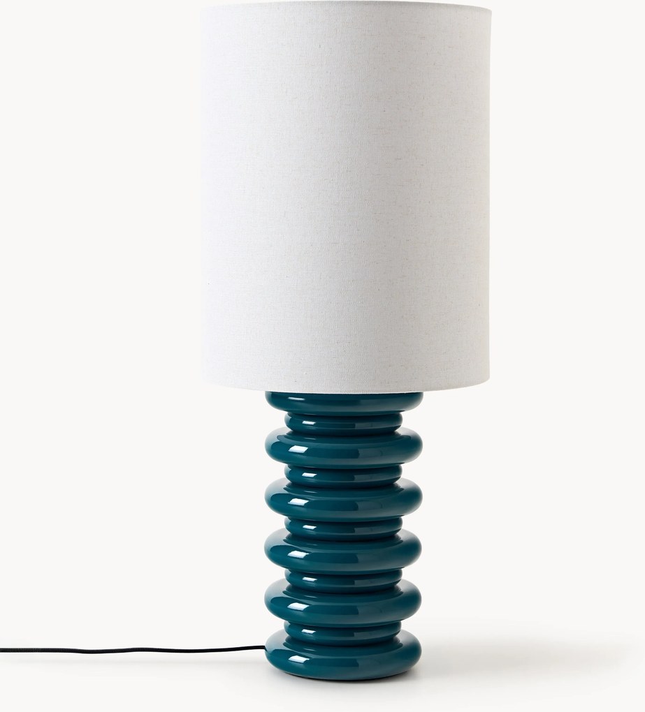 Grande lampada da tavolo con base in legno Nicolas