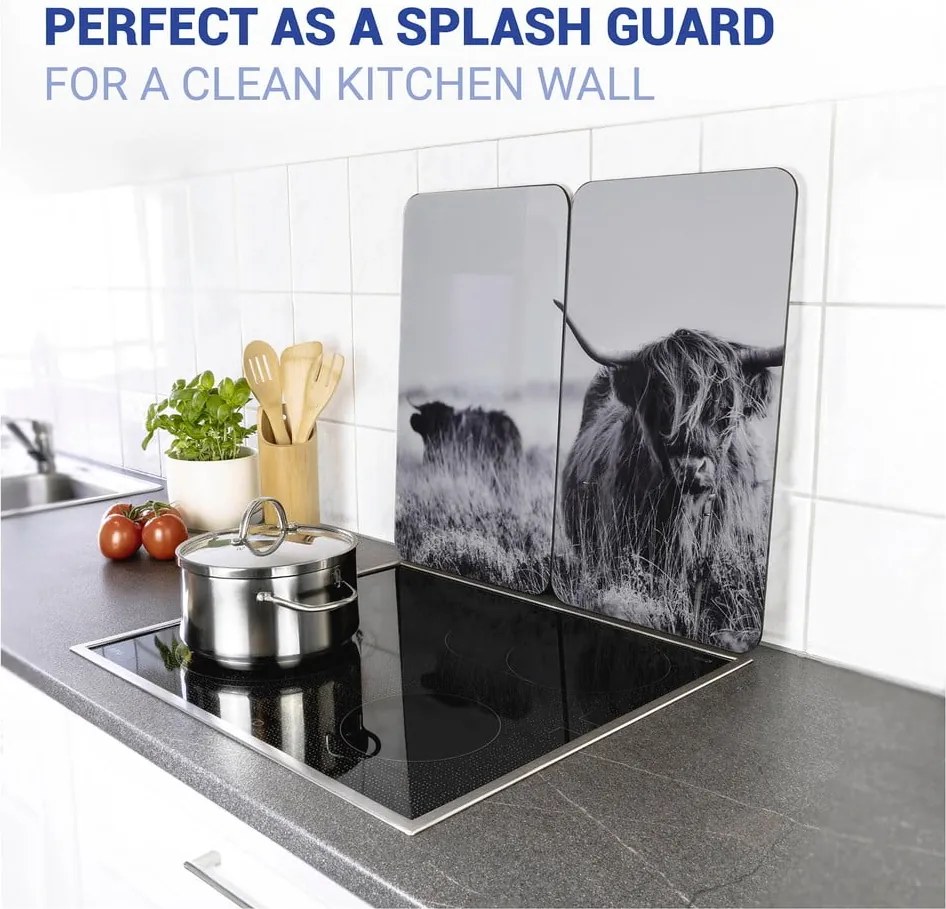 Set di copri fornelli in vetro temperato 2 pz 30x52 cm Universal Highland Cattle – Wenko