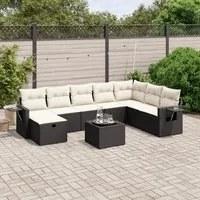 Set Divani da Giardino 9 pz con Cuscini Nero in Polyrattancod mxl 113709