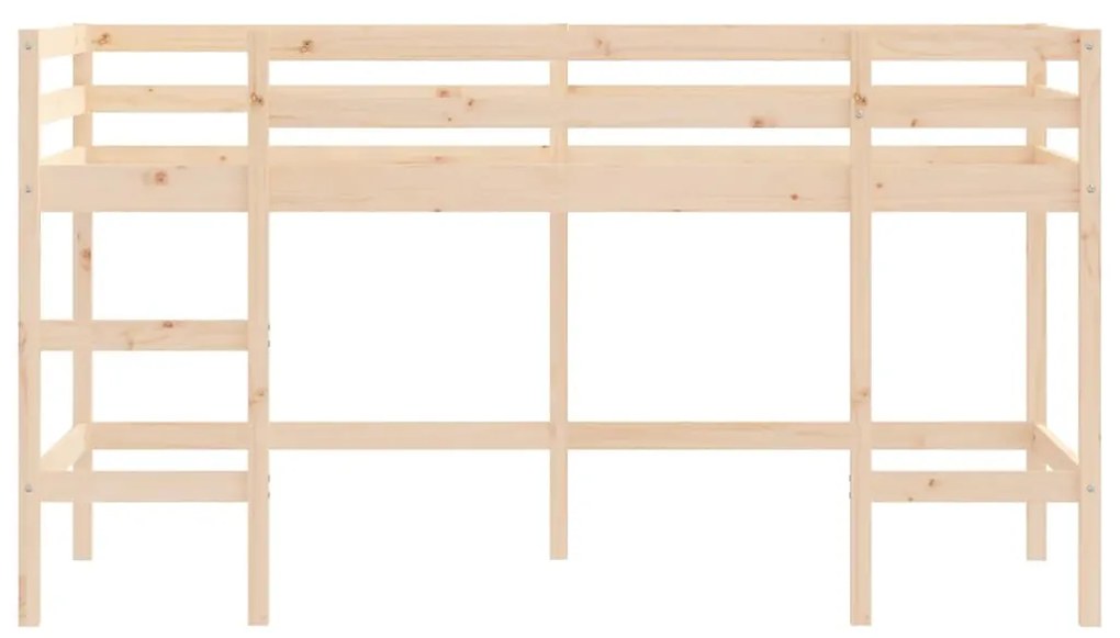 Letto soppalco con scala bambini 90x200 cm legno massello pino
