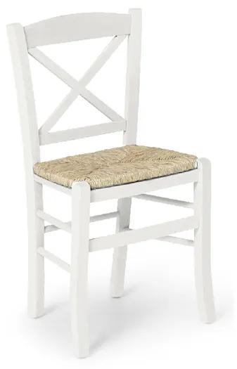Set di 2 sedie TIBURTINA in legno massello bianco con seduta in paglia