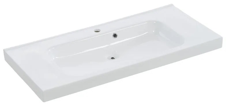 Lavabo integrale a incasso rettangolare vasca centrale Remix L 106 x H 14 x P 49 cm in porcellana bianco