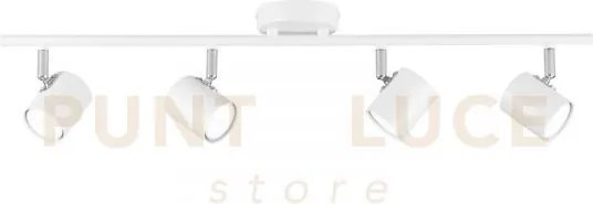 Spot zero bianco 4 luci attacco gu10 70x9,7x7cm in metallo orientabile