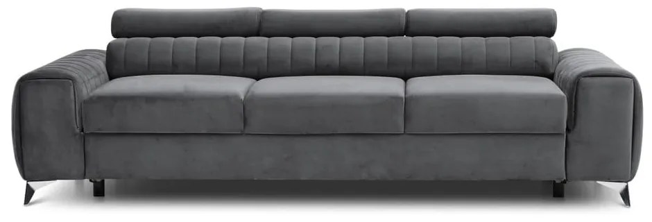 Divano grigio scuro allungabile e rivestimento in velluto 261 cm Laurence – ELTAP