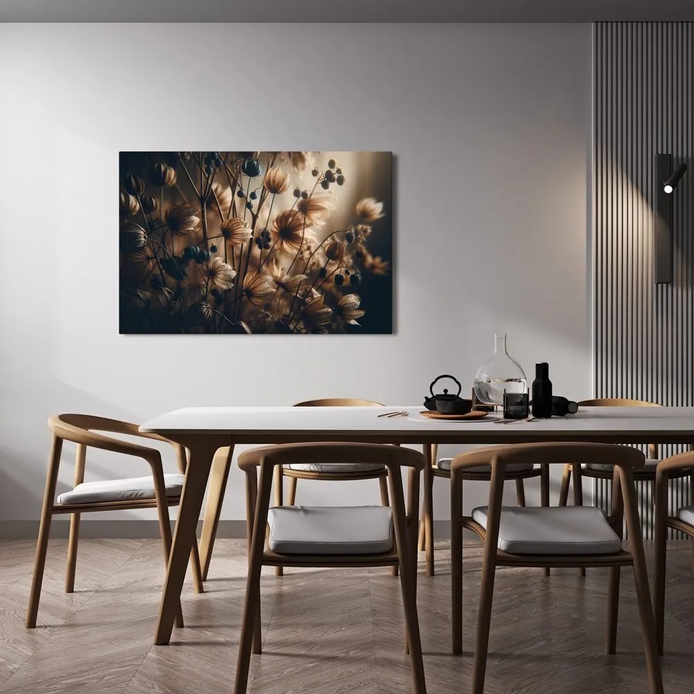 Quadro su tela – Fiori secchi in toni scuri