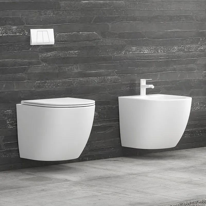 Kamalu - Sanitari sospesi senza brida colore bianco lucido | MIL-BL