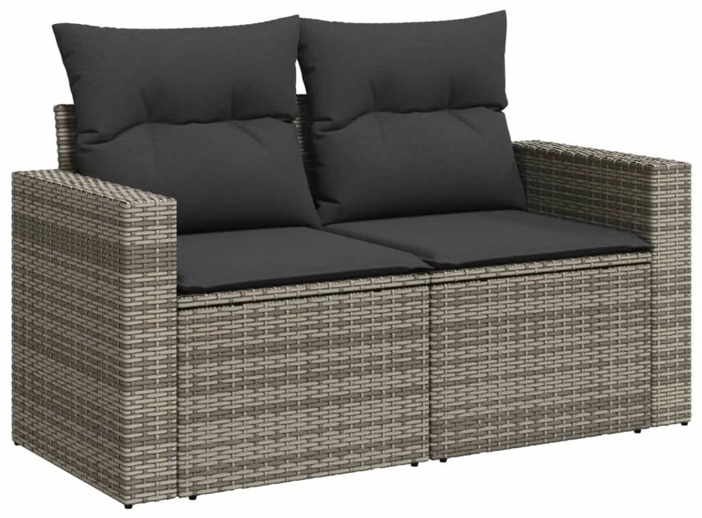 Set divani da giardino 7 pz con cuscini grigio in polyrattan