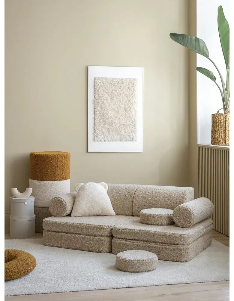 Divano per bambini marrone chiaro con rivestimento in bouclé 132 cm Settee – Wigiwama