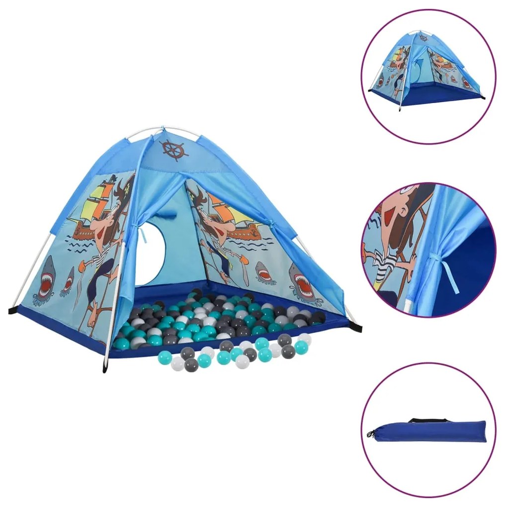 Tenda Da Gioco Per Bambini Blu Con 250 Palline 120x120x90 Cm /