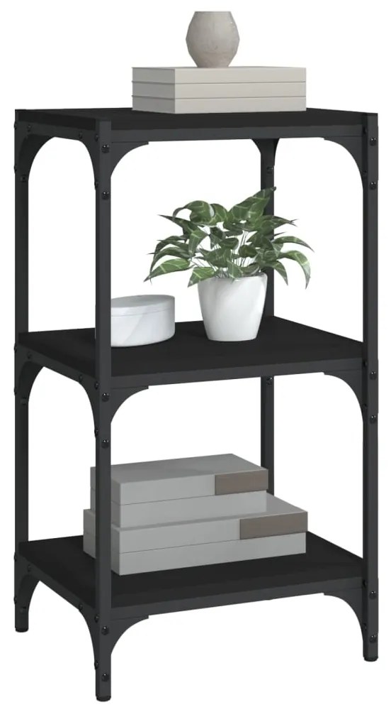 Mobile porta libri nero 40x33x70,5cm legno multistrato acciaio