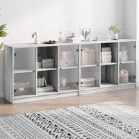 Libreria con Ante Grigio Sonoma 204x37x75 cm Legno Multistratocod mxl 111466