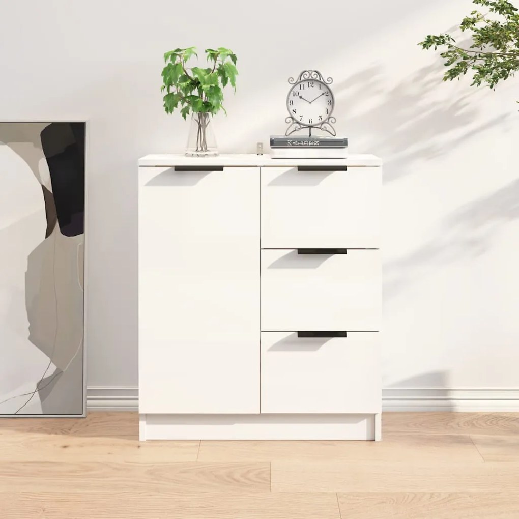 Credenza 60x30x70 cm in legno multistrato bianco lucido