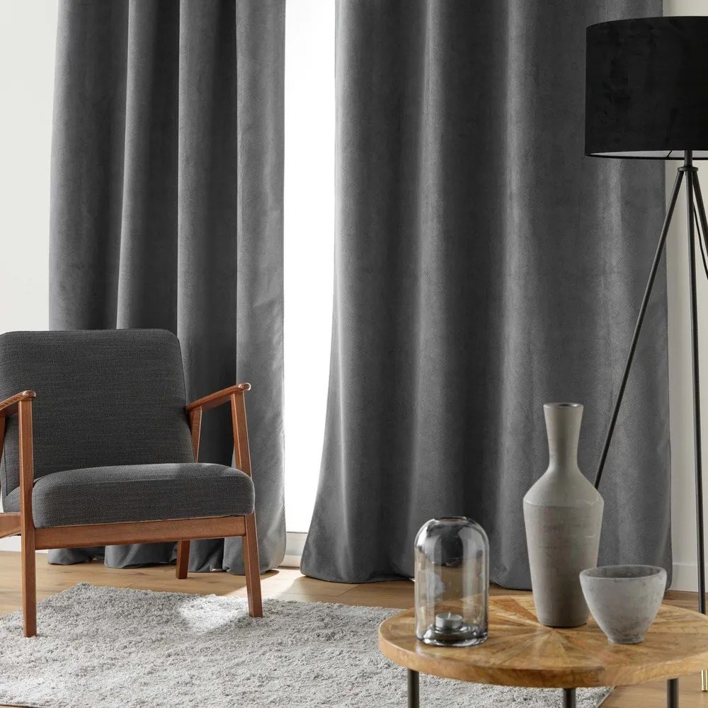 Tenda color antracite in velluto 140x260 cm Olympe – douceur d'intérieur