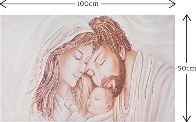 Quadro in tela 50x100 cm tema Nativitŕ con particolari a rilievo