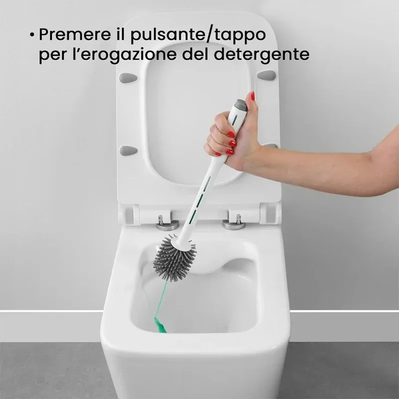 Portascopino con spazzola WC igienizzante in plastica bianca