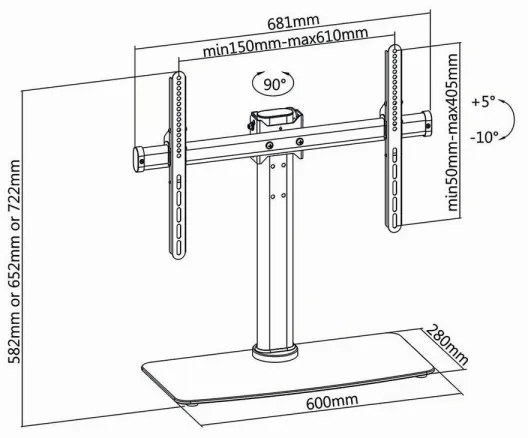 Nedis TVSM2330BK − Supporto Full Motion per TV 32-65/3 livelli di altezza