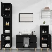 Set Mobili da Bagno 3 pz Nero in Legno Multistrato 3185598