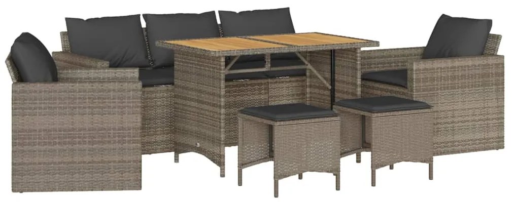 Set divano da giardino 6 pz con cuscini grigio in polyrattan