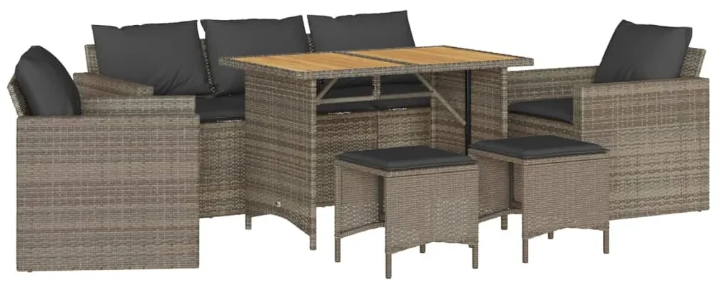 Set divano da giardino 6 pz con cuscini grigio in polyrattan